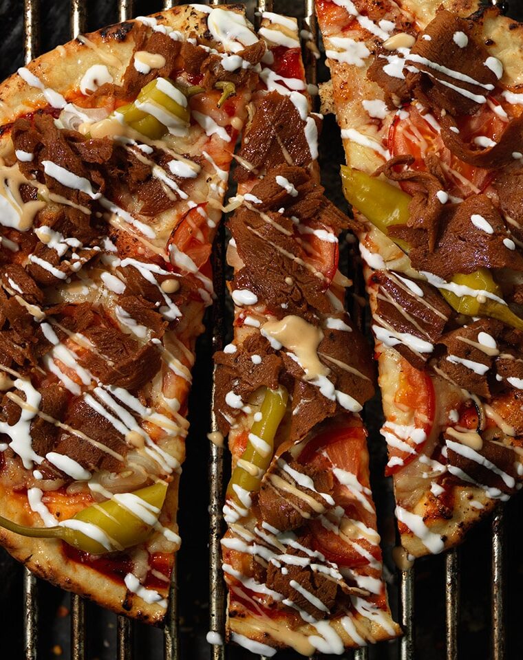 Doner kebab pizza